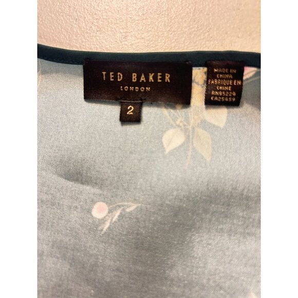 Ted Baker Green Floral Aleexx Wrap Blouse Top TB SZ 2 US 4-6 S - Picture 6 of 6